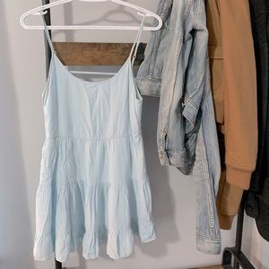 Aritzia talula baby blue open back dress
